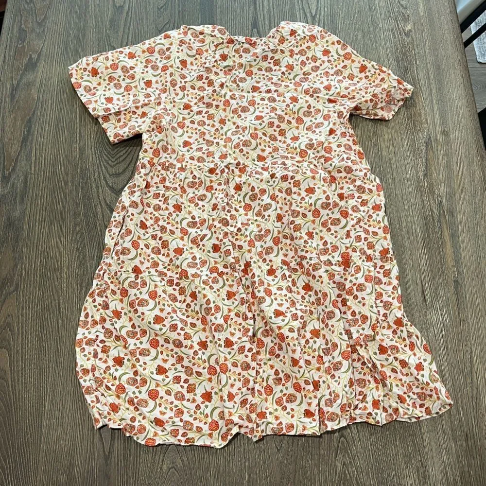Old Navy Kids V-Neck Mini Swing Dress Floral Short Sleeves Multicolor Size M